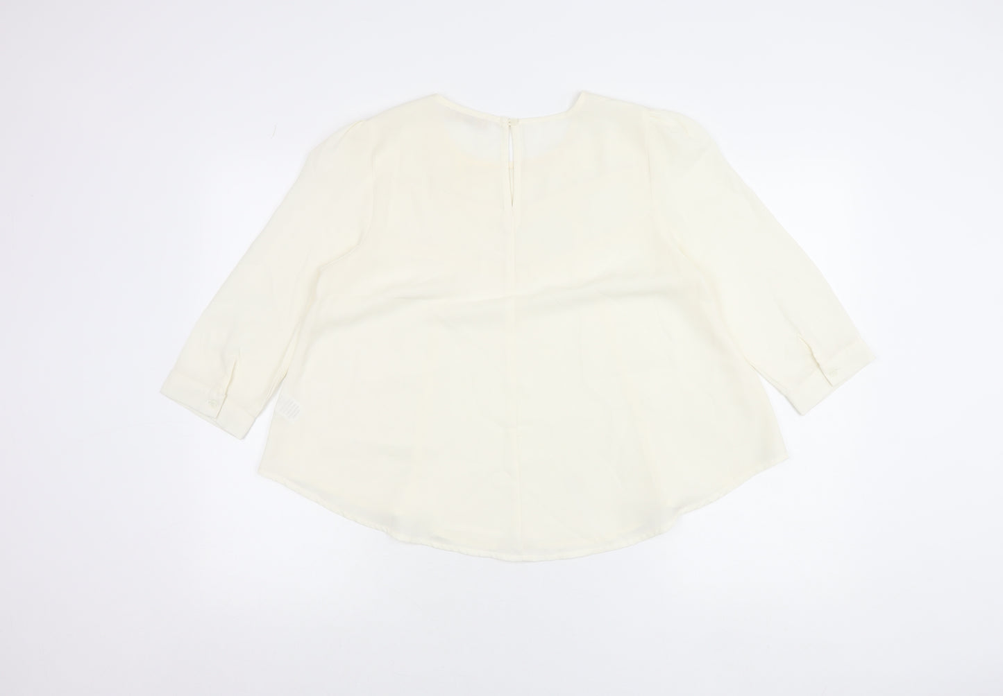 Elodie Womens Ivory Blouse Size M 3/4 Sleeve Tunic Top