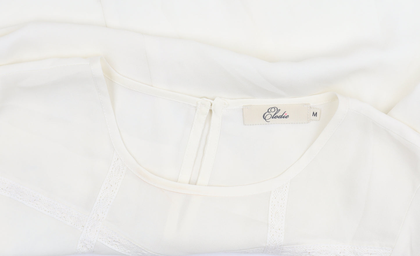 Elodie Womens Ivory Blouse Size M 3/4 Sleeve Tunic Top