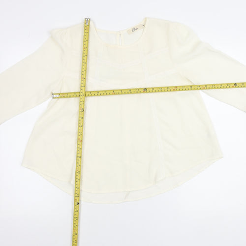 Elodie Womens Ivory Blouse Size M 3/4 Sleeve Tunic Top