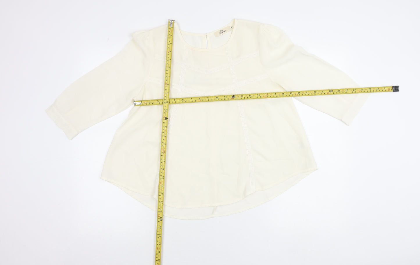 Elodie Womens Ivory Blouse Size M 3/4 Sleeve Tunic Top