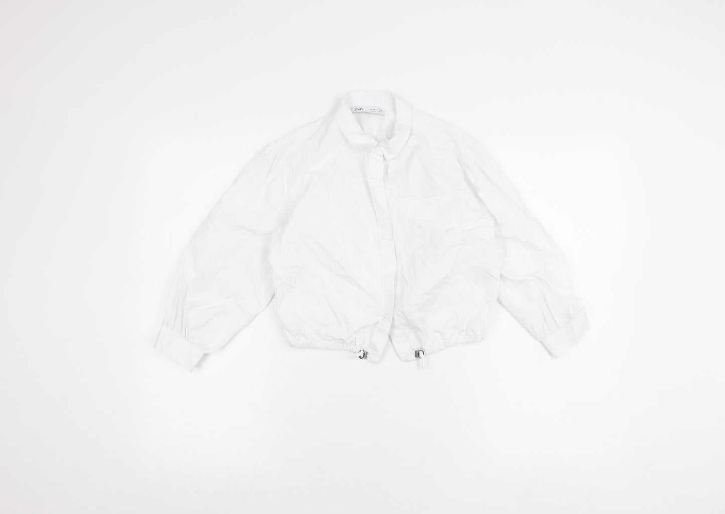 Zara Girls White Cotton Collared Button-Up Shirt 8 Years Long Sleeve