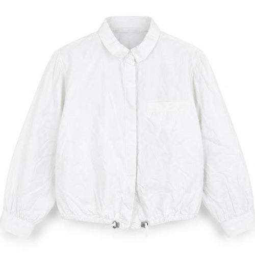Zara Girls White Cotton Collared Button-Up Shirt 8 Years Long Sleeve