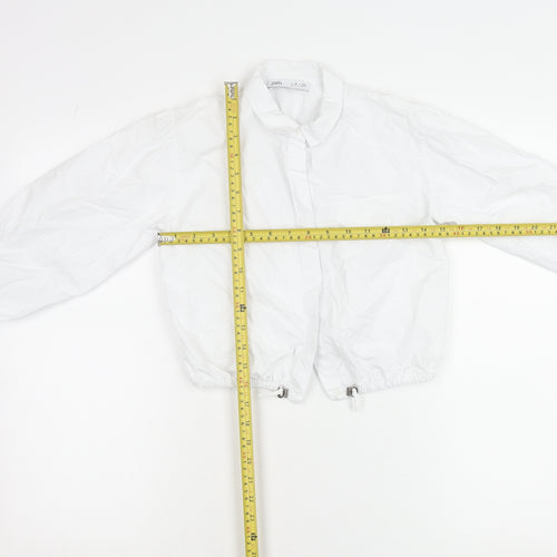 Zara Girls White Cotton Collared Button-Up Shirt 8 Years Long Sleeve