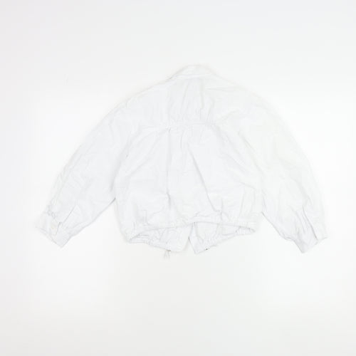 Zara Girls White Cotton Collared Button-Up Shirt 8 Years Long Sleeve