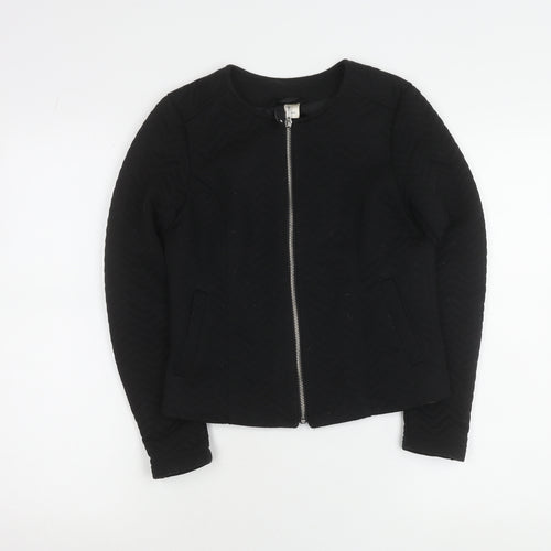 Divided Womens Black Size 6 Basic Casual Zip Jacket