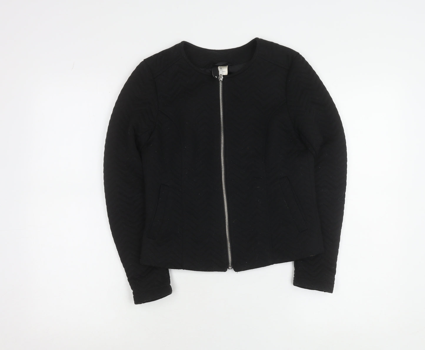 Divided Womens Black Size 6 Basic Casual Zip Jacket