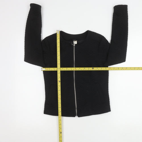 Divided Womens Black Size 6 Basic Casual Zip Jacket