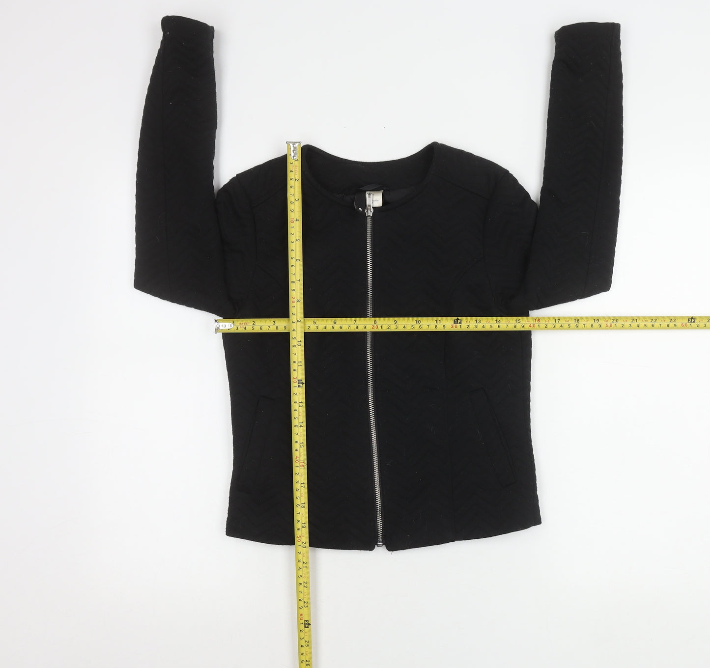 Divided Womens Black Size 6 Basic Casual Zip Jacket