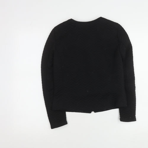 Divided Womens Black Size 6 Basic Casual Zip Jacket