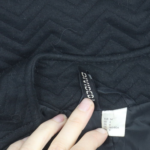 Divided Womens Black Size 6 Basic Casual Zip Jacket