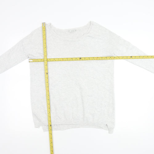 Zara Women Grey Knit Pullover Jumper Small Boat Neck Long Sleeve