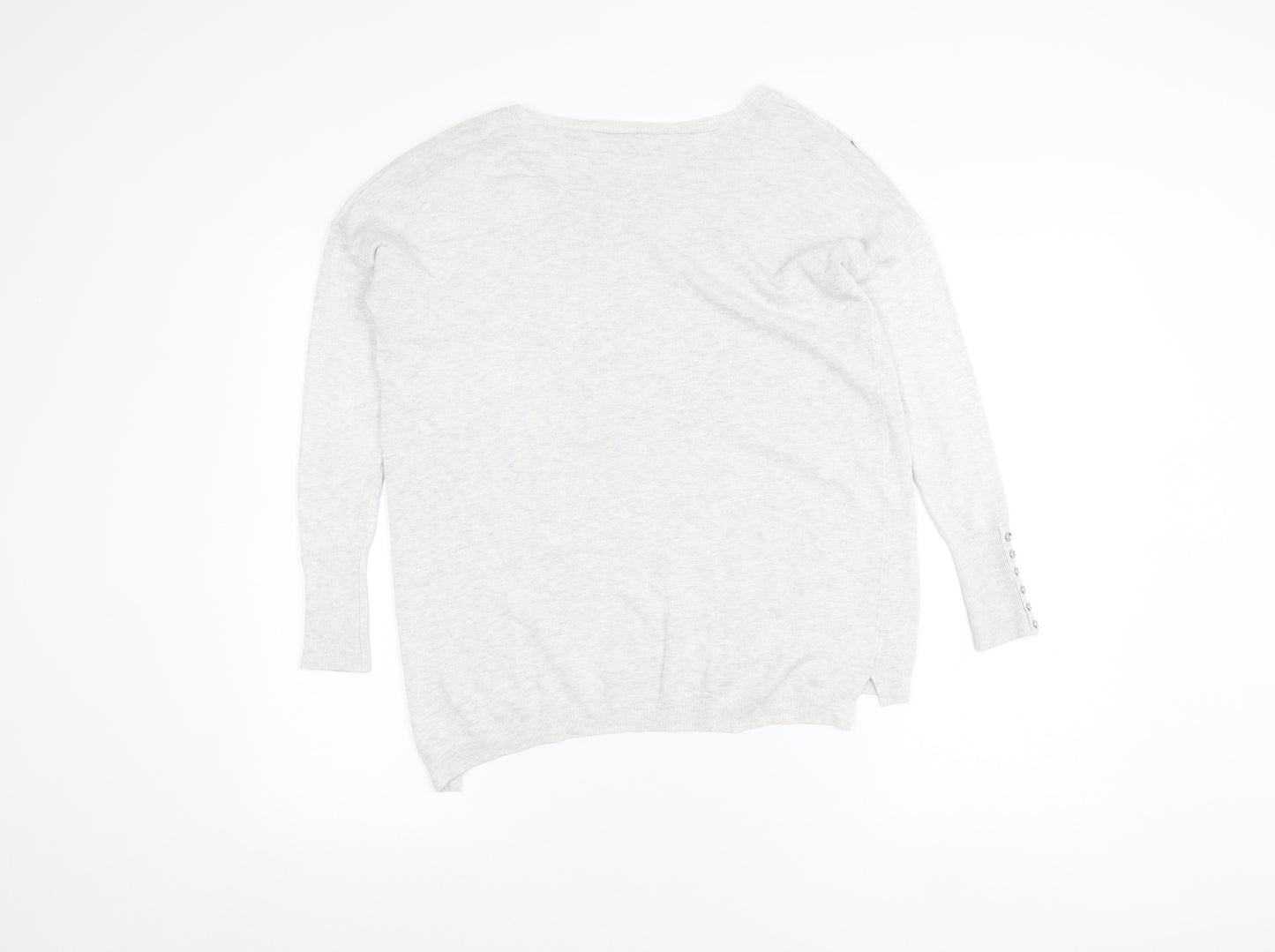Zara Women Grey Knit Pullover Jumper Small Boat Neck Long Sleeve