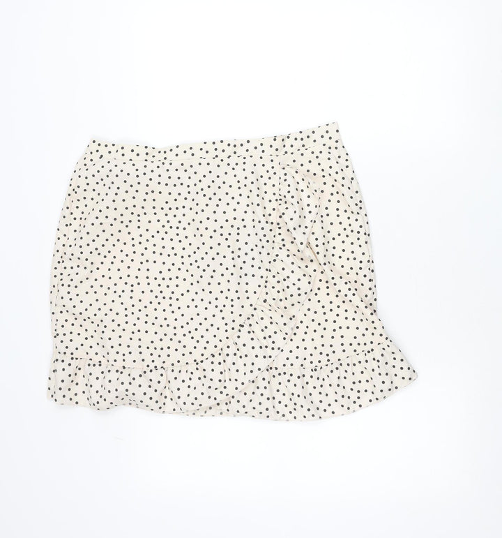 PrettyLittleThing Women’s Beige Polka Dot Wrap Skirt Size 16
