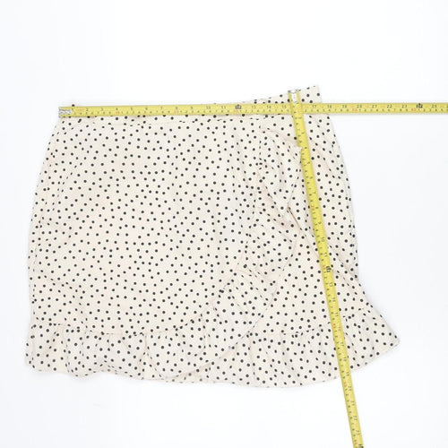 PrettyLittleThing Women’s Beige Polka Dot Wrap Skirt Size 16