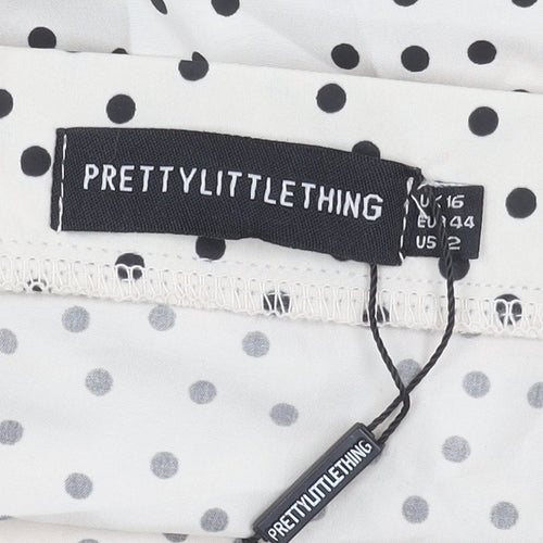 PrettyLittleThing Women’s Beige Polka Dot Wrap Skirt Size 16