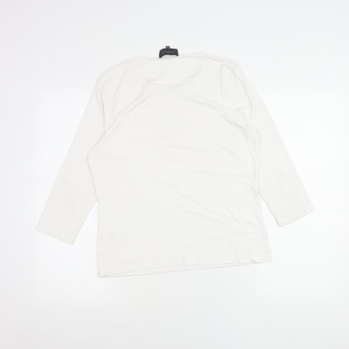 Viyella Womens White Sequin Neck 3/4 Sleeve T-Shirt Size M