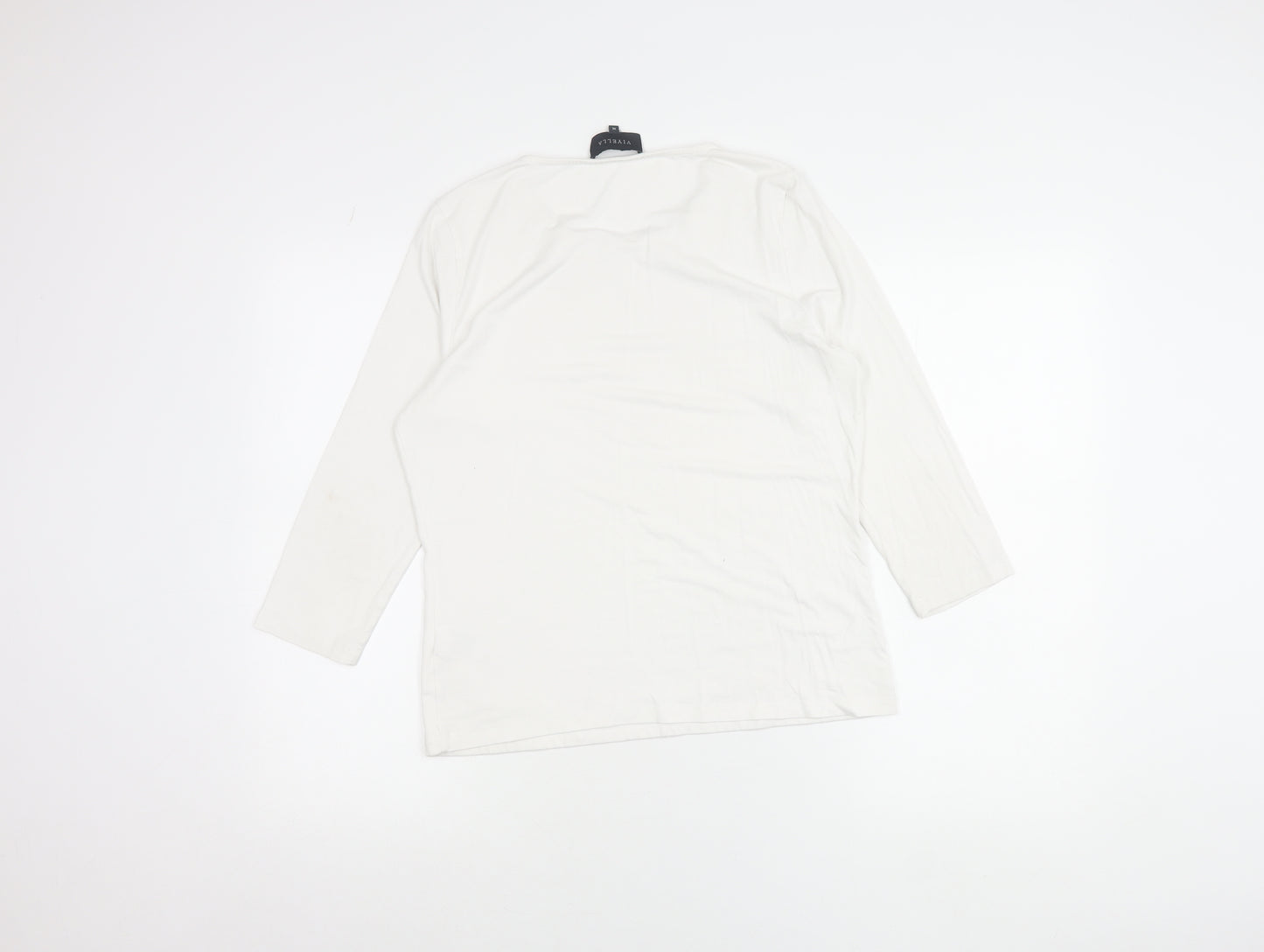 Viyella Womens White Sequin Neck 3/4 Sleeve T-Shirt Size M