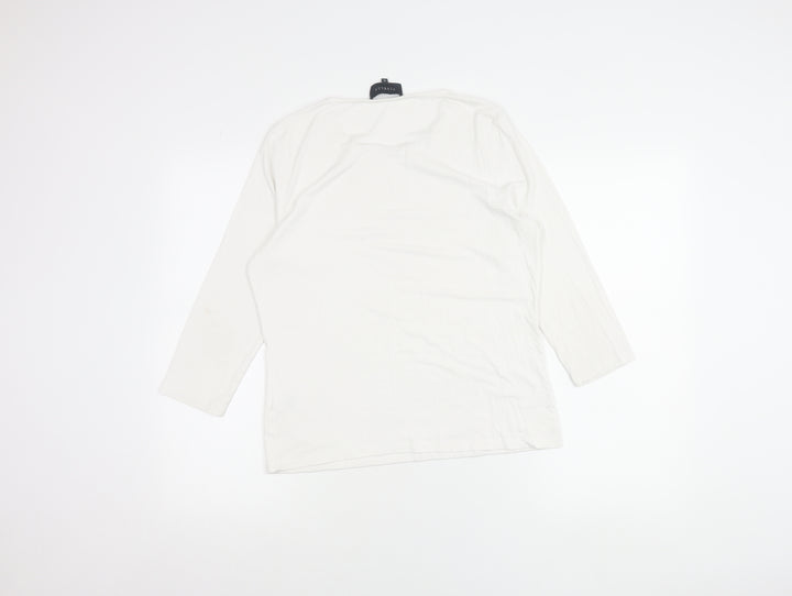 Viyella Womens White Sequin Neck 3/4 Sleeve T-Shirt Size M