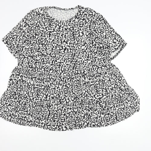New Look Women’s Plus Size 22 Black Animal Print Tunic Blouse