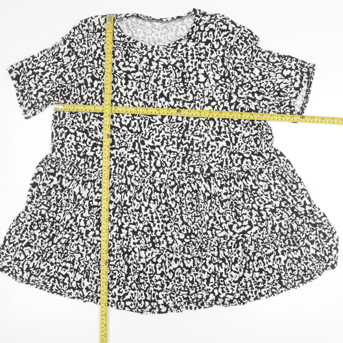 New Look Women’s Plus Size 22 Black Animal Print Tunic Blouse