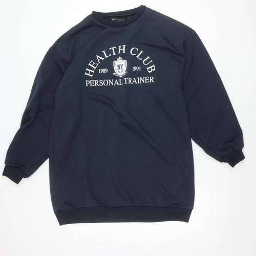 ASOS DESIGN Womens Blue Pullover Sweatshirt Size 12 UK Graphic Logo