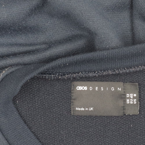 ASOS DESIGN Womens Blue Pullover Sweatshirt Size 12 UK Graphic Logo