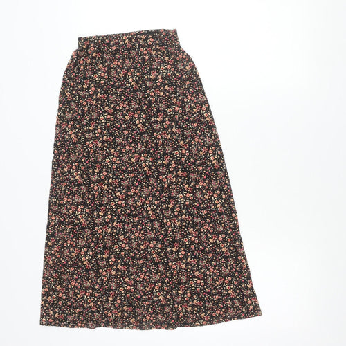 New Look Women’s Petite Black Floral Knee Length Skirt Size 4