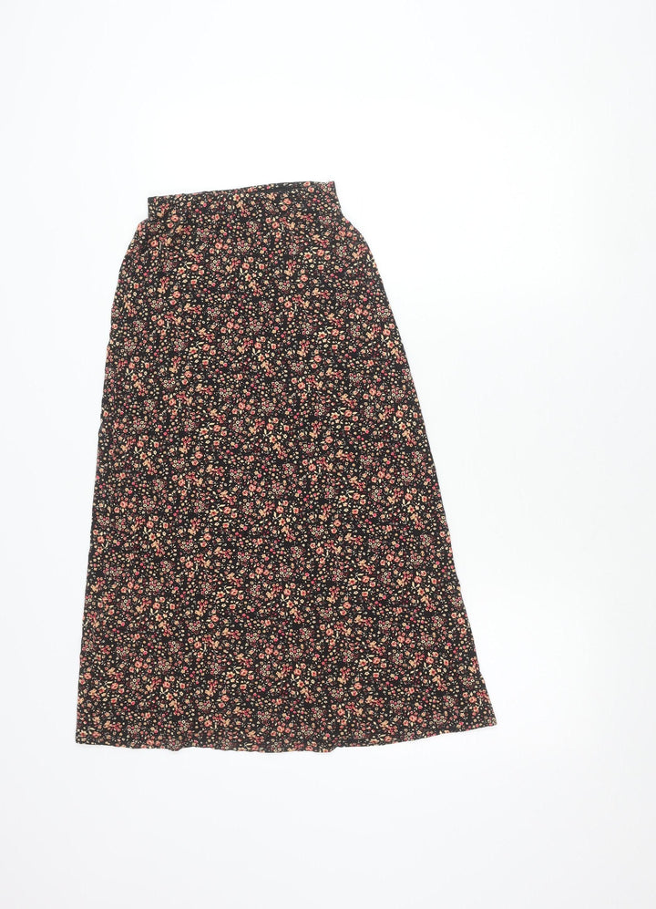 New Look Women’s Petite Black Floral Knee Length Skirt Size 4