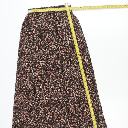 New Look Women’s Petite Black Floral Knee Length Skirt Size 4