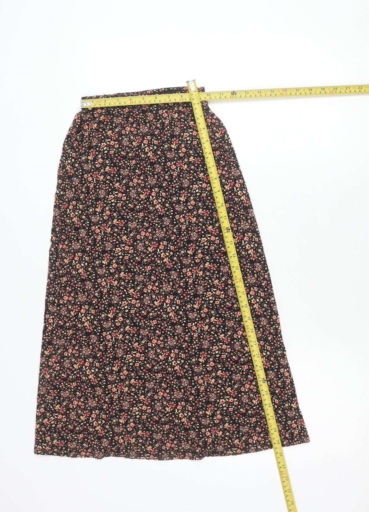 New Look Women’s Petite Black Floral Knee Length Skirt Size 4