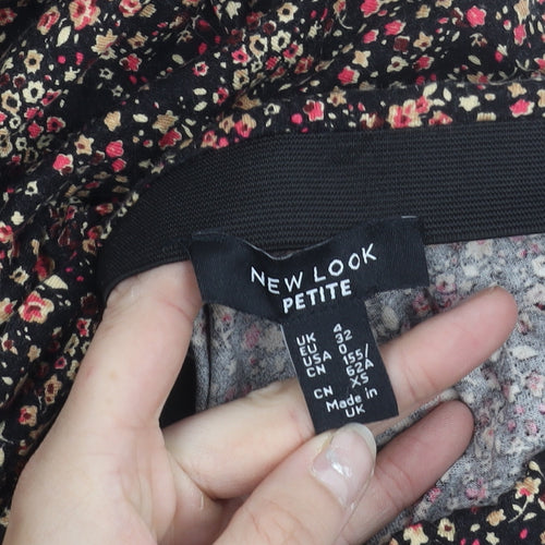 New Look Women’s Petite Black Floral Knee Length Skirt Size 4