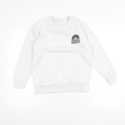 Primark Girls Grey Sweatshirt 9-10 Years Crew Neck Logo Print