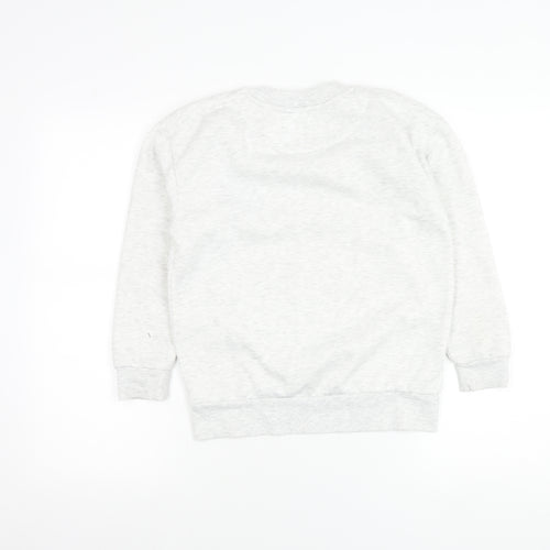 Primark Girls Grey Sweatshirt 9-10 Years Crew Neck Logo Print