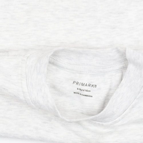 Primark Girls Grey Sweatshirt 9-10 Years Crew Neck Logo Print