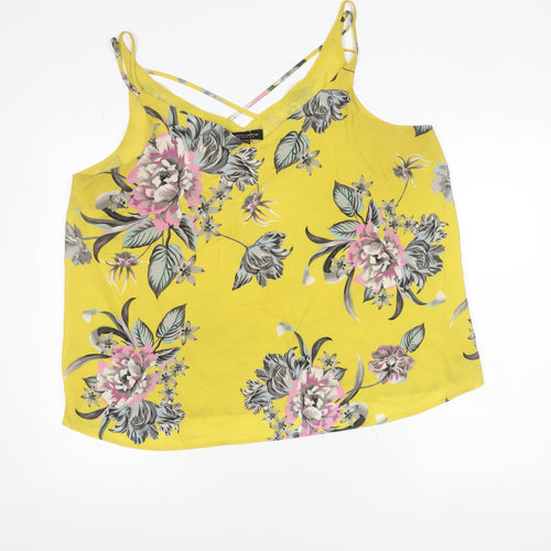 Dorothy Perkins Womens Yellow Floral Camisole Tank Top Size 20