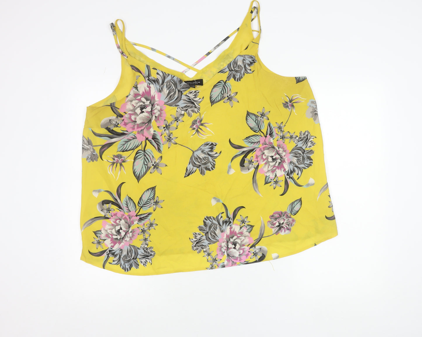 Dorothy Perkins Womens Yellow Floral Camisole Tank Top Size 20