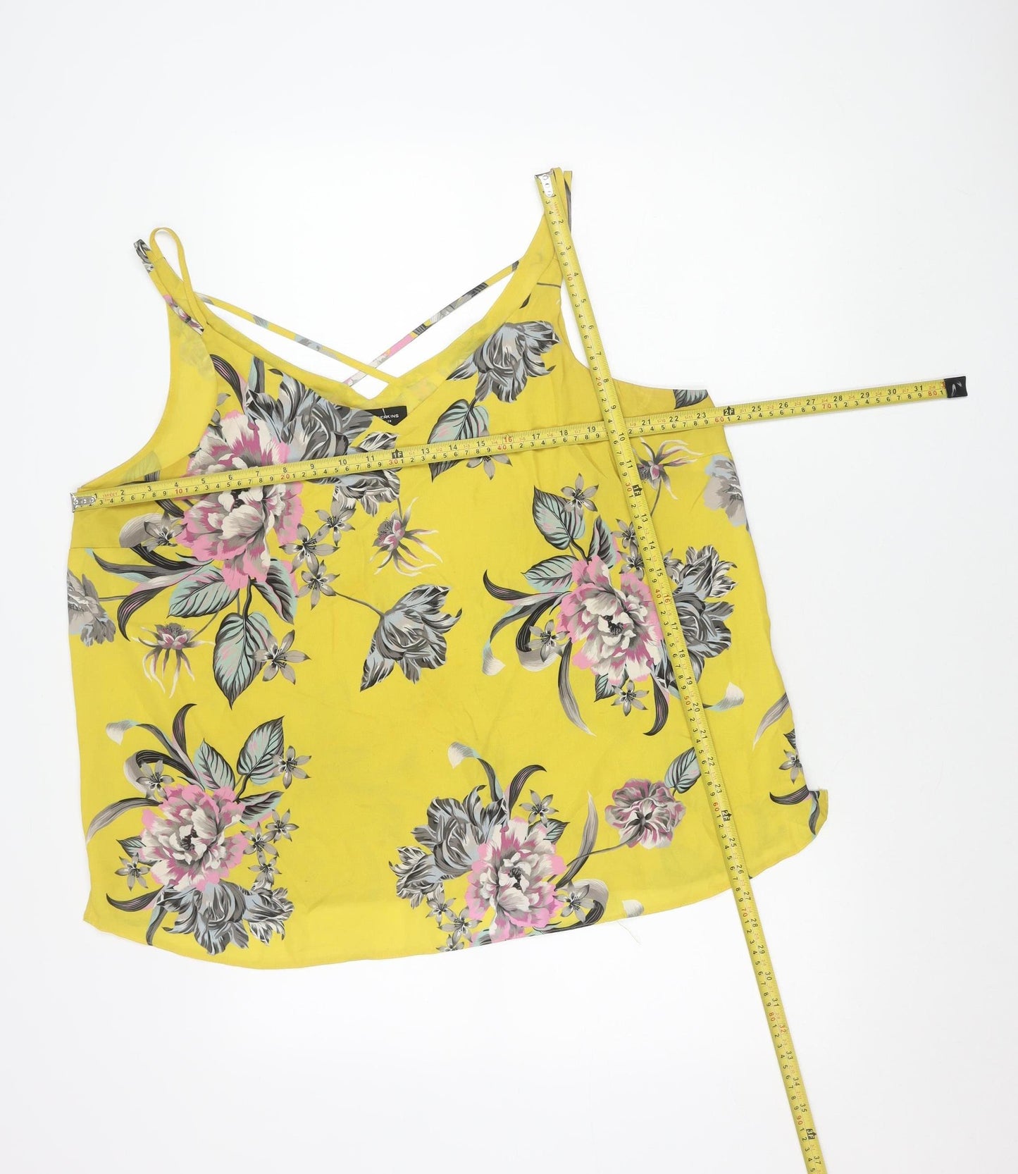 Dorothy Perkins Womens Yellow Floral Camisole Tank Top Size 20