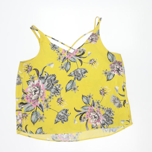 Dorothy Perkins Womens Yellow Floral Camisole Tank Top Size 20