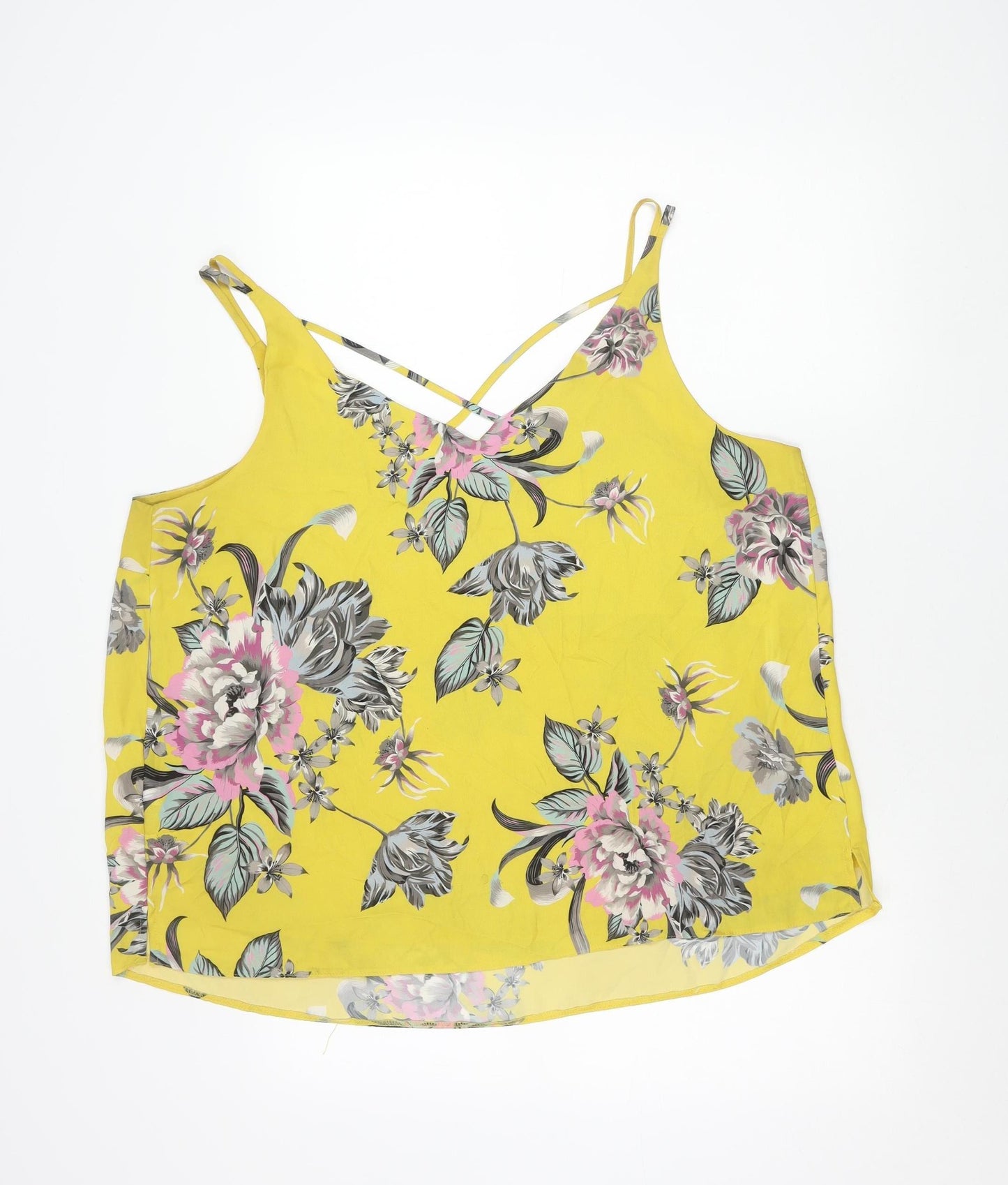 Dorothy Perkins Womens Yellow Floral Camisole Tank Top Size 20