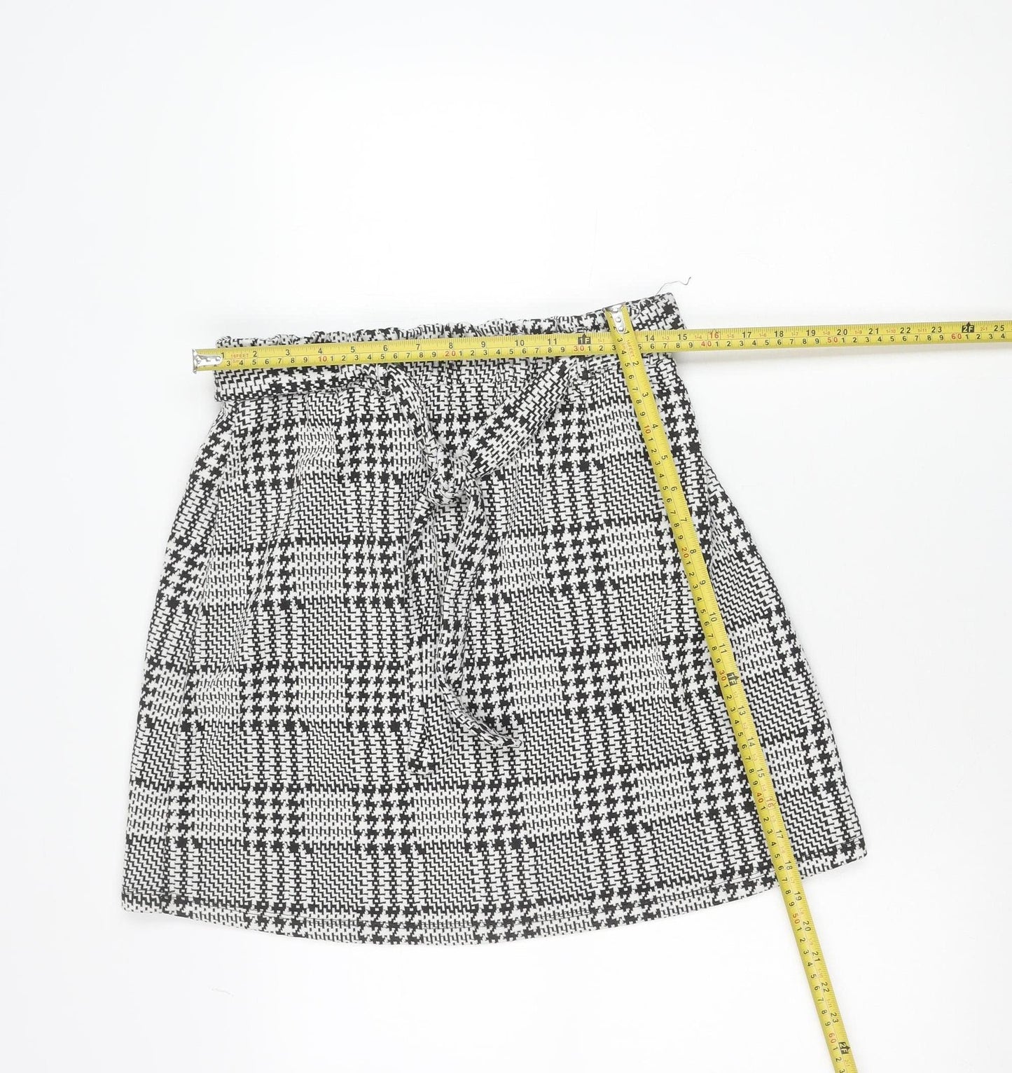 Tu Women’s Black Grey White Checked A-Line Skirt Size 12