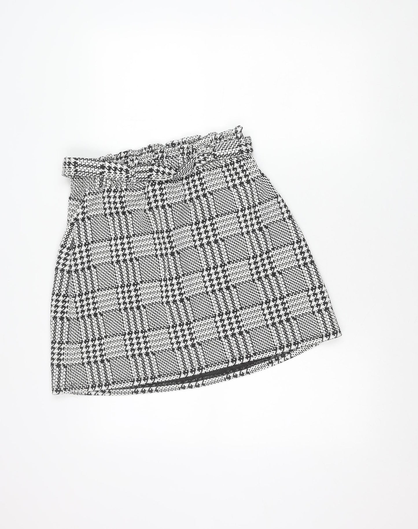 Tu Women’s Black Grey White Checked A-Line Skirt Size 12