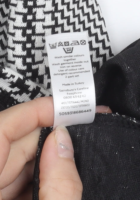Tu Women’s Black Grey White Checked A-Line Skirt Size 12