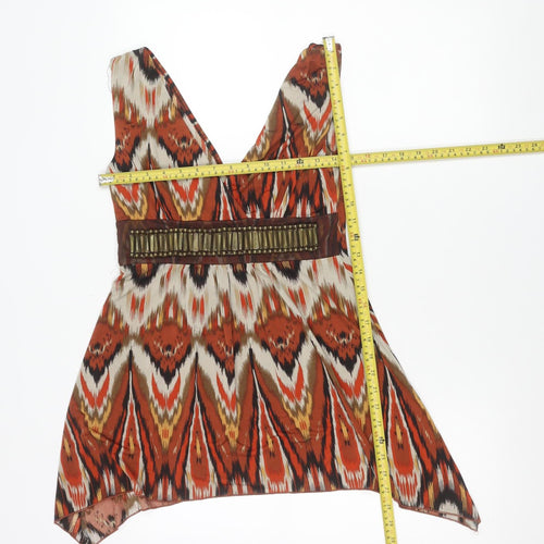 Zuppe Womens Multicoloured Geometric Beaded Tunic Blouse Size 10