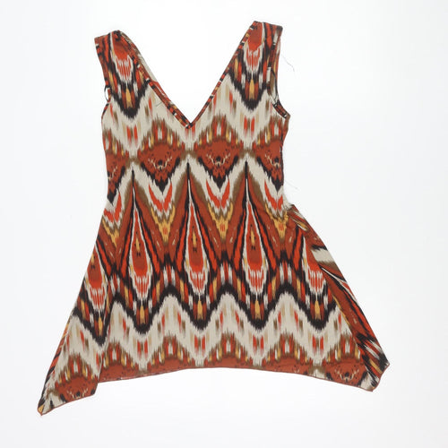 Zuppe Womens Multicoloured Geometric Beaded Tunic Blouse Size 10