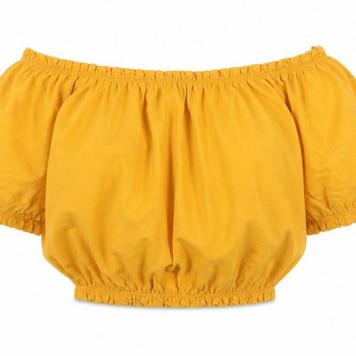 Primark Women’s Yellow Cropped Off Shoulder Puff Sleeve Blouse Size 10