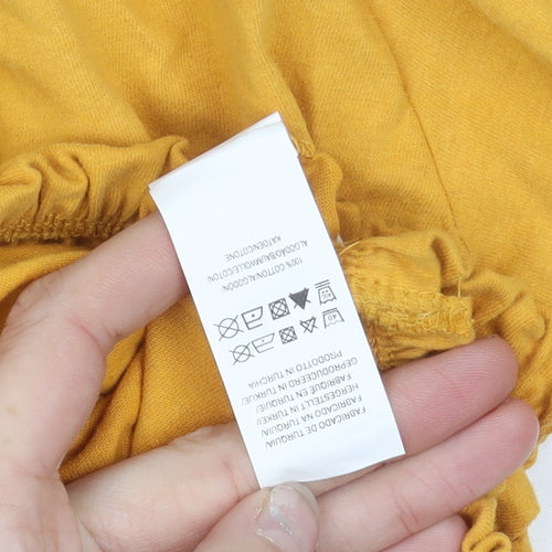 Primark Women’s Yellow Cropped Off Shoulder Puff Sleeve Blouse Size 10