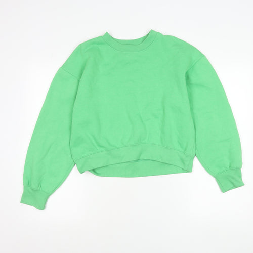 Zara Womens Green Crew Neck Pullover Sweatshirt Size S