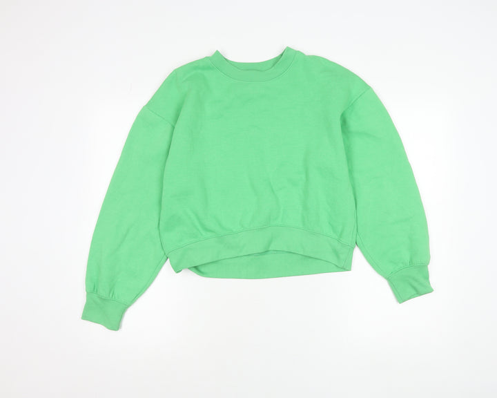 Zara Womens Green Crew Neck Pullover Sweatshirt Size S