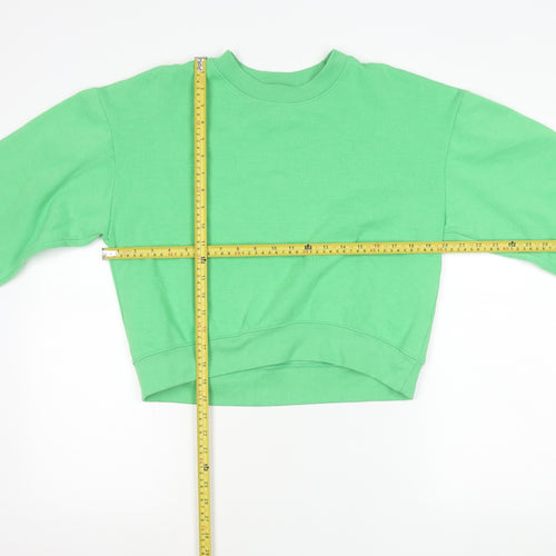 Zara Womens Green Crew Neck Pullover Sweatshirt Size S