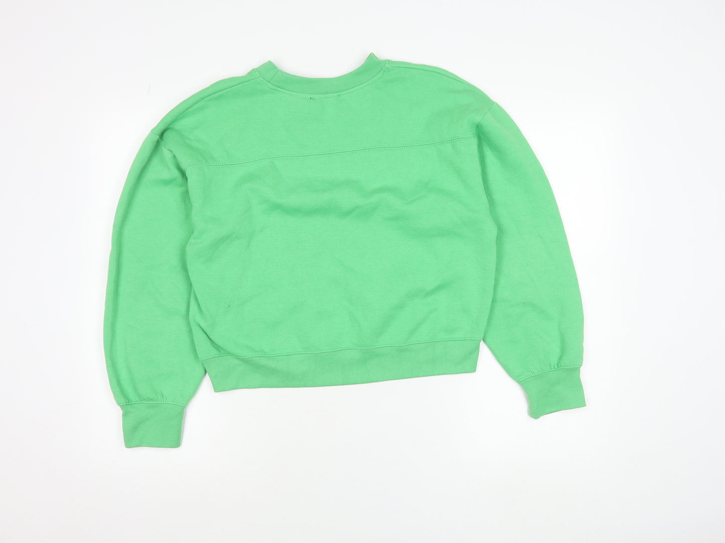Zara Womens Green Crew Neck Pullover Sweatshirt Size S